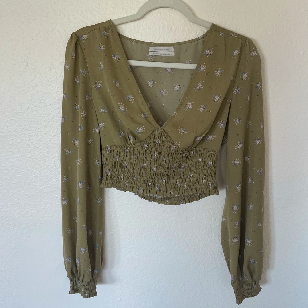 Urban Outfitters Long Sleeve Smocked Top